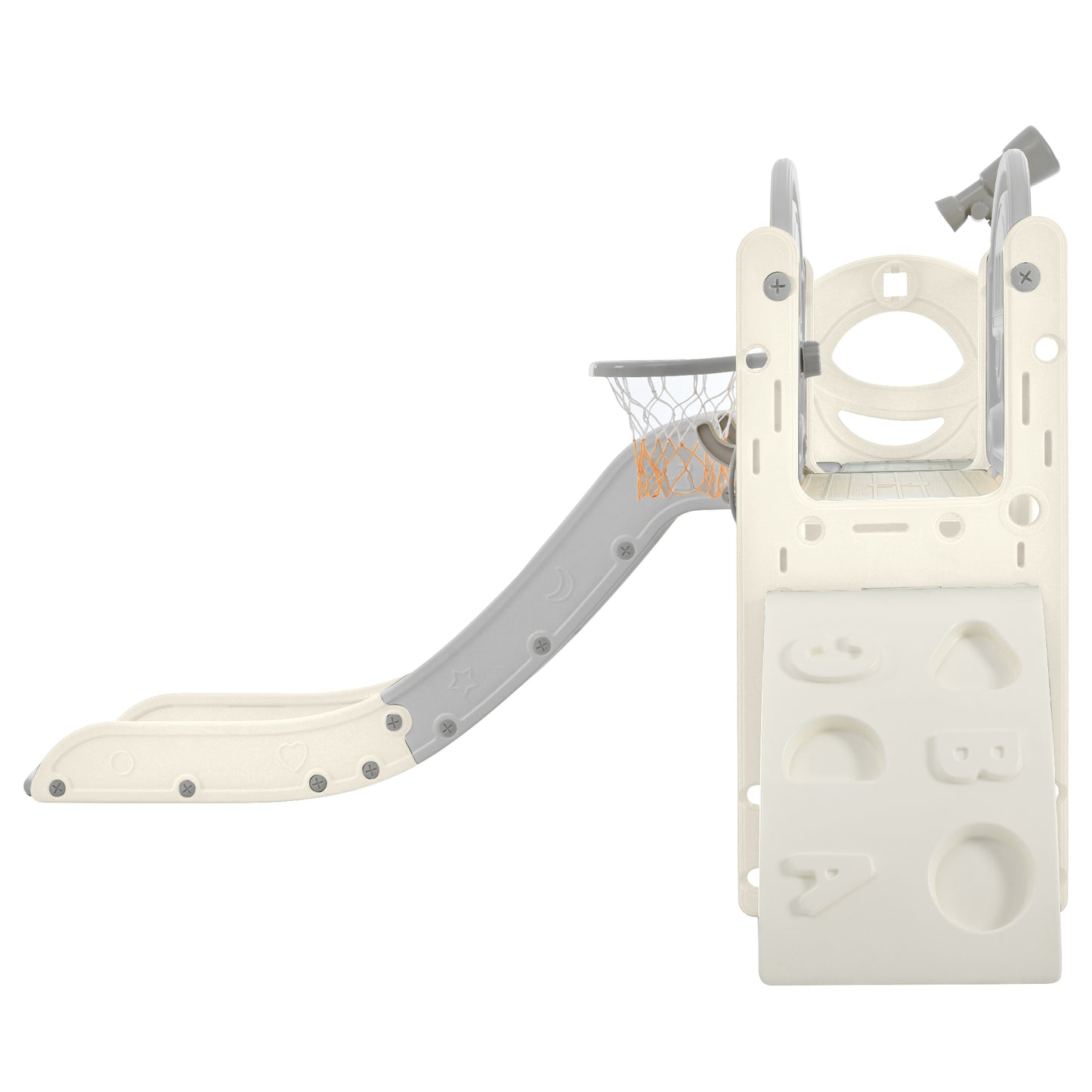 Kids Slide Playset Structure 7 in 1, Freestanding Spaceship Set with Slide, Arch Tunnel Grey+White + HDPE eprolo