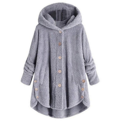 Button down plush top irregular solid color jacket - Shello's Creative Boutique