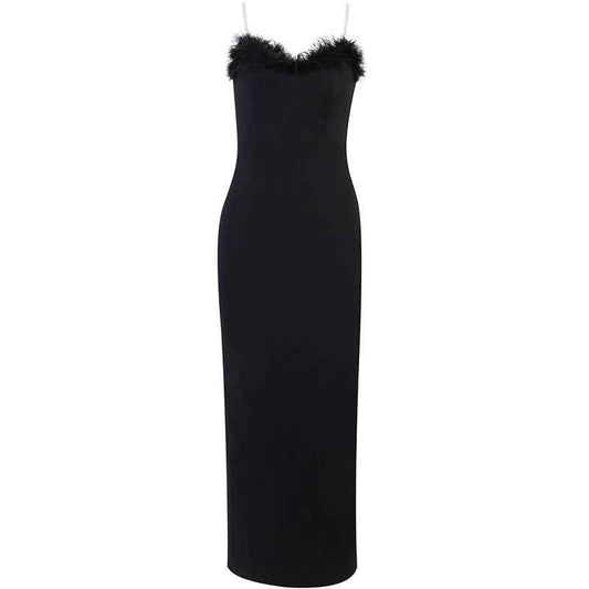 Strapless V-Neck Fishtail Hem Dress