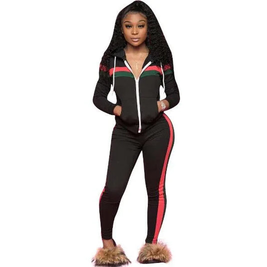 Casual Tracksuit Women Two Piece Set Autumn Outfits Zipper Printed Sweatshirt Jacket and Pants Set Ladies Fashion Sweat Suits With Pocket - Shello's Creative Boutique