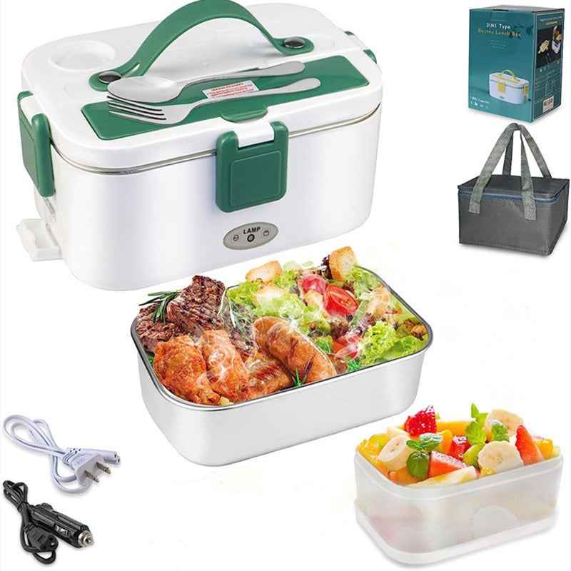 80W Portable Food Warmer Electric Lunch Box 12V 24V 110V Self Heating for Car/Truck/Home