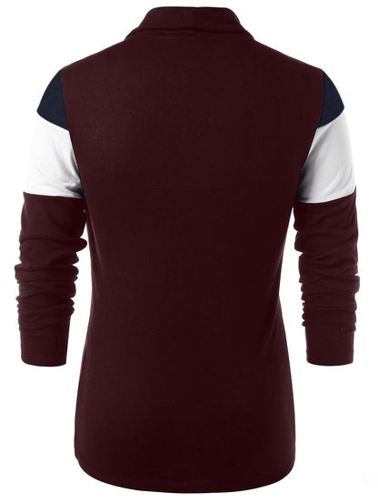 Colour Blocking Open Front Casual Cardigan