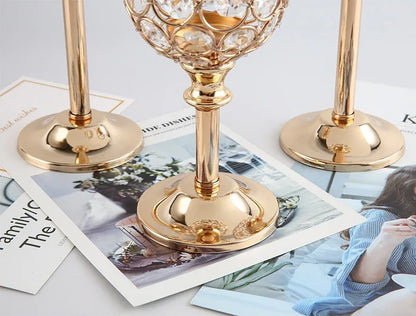 European Mini Crystal Candlestick – Elegant Metal Décor for Weddings & Home Ambience - Shello's Creative Boutique
