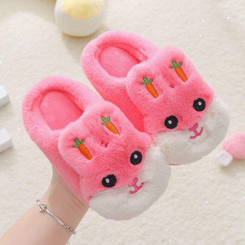 Kids Cotton Slides Autumn Winter Indoor Non-slip Cute Rabbit Non-slip Kids Shoes Home Slippers Fashion Baby Boys Girls Slippers eprolo