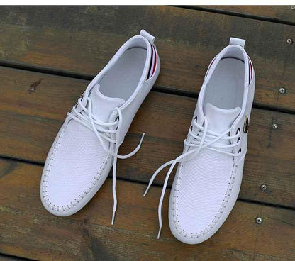 Spring and Autumn Men's Casual Leather Shoes - Trendy White Small Leather Footwear - Shello's Creative Boutique