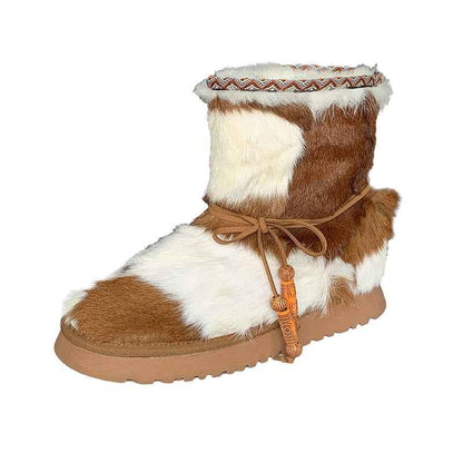 Runway Winter Lace-Up Boots - Black Round Toe Thick Bottom Ankle Snow Boots for Women - Shello's Creative Boutique