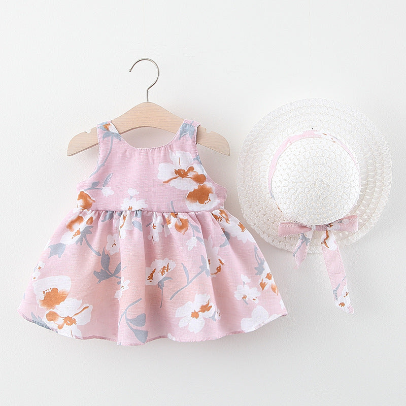 Summer New Girl Baby Vest Skirt Princess Dress 1-4 Years Old Chest Big Bow Flower Skirt Shello Creative Boutique