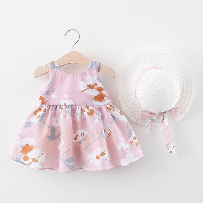 Summer New Girl Baby Vest Skirt Princess Dress 1-4 Years Old Chest Big Bow Flower Skirt Shello Creative Boutique