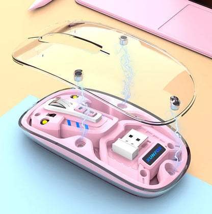 Bluetooth wireless transparent mouse mute dual-mode desktop computer laptop office business USB - Shello's Creative Boutique