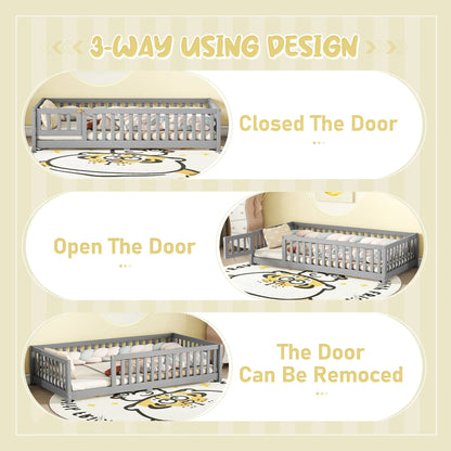 Twin Size Floor Bed with Safety Guardrails & Door – Secure, Stylish, and Fun - Shello's Creative Boutique