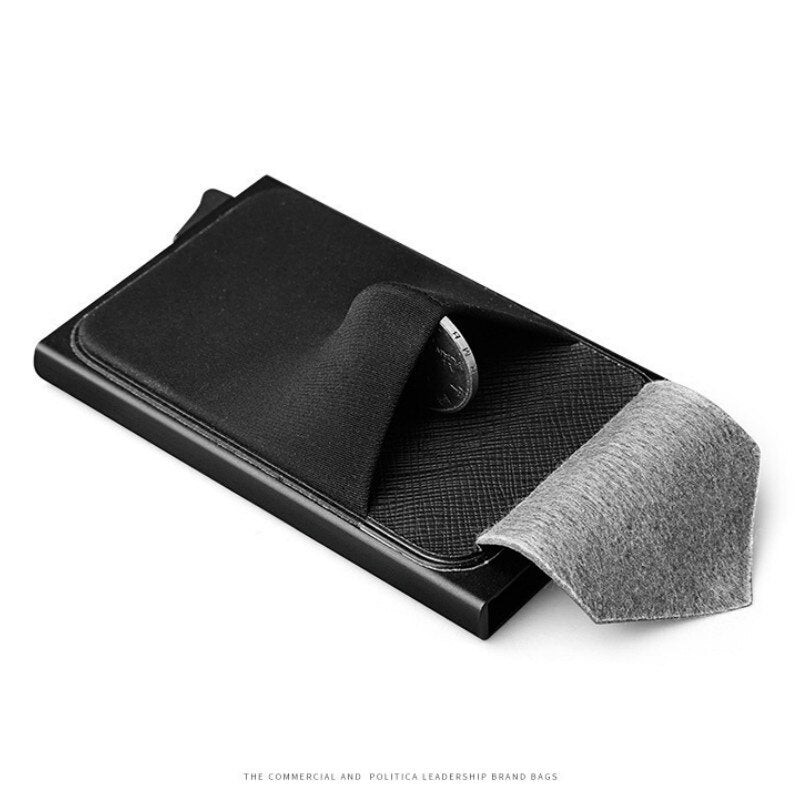Business Men Credit Card Wallet Aluminum Cash ID Card Holder  Case Blocking Slim Metal Wallet Coin Purse Black eprolo