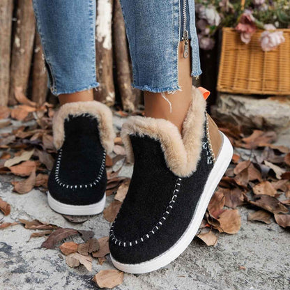 Women's Furry Snow Boots - Warm Flat Winter Boots - Shello's Creative Boutique
