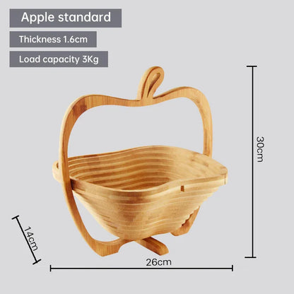 Folding Fruit Basket Creative Fashion Crafts Fruit Storage Basket Wooden Layer Tripod Bowl Outdoor Camping Supplies - Shello's Creative Boutique