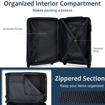 Hardshell Luggage Sets 3 Piece Carry-on Suitcases with Wheels, TSA Lock for Men Women, Blue (20in) - Shello's Creative Boutique