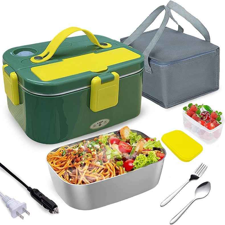 80W Portable Food Warmer Electric Lunch Box 12V 24V 110V Self Heating for Car/Truck/Home