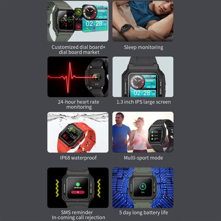 Lokmat FT10 1.3 inch IPS Touch Screen Waterproof Smart Watch, Support Music Play / Heart Rate / Blood Pressure Monitor - Shello's Creative Boutique