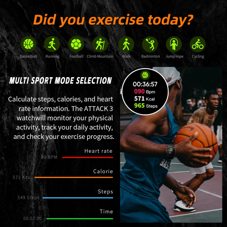 LOKMAT ATTACK 3 Sports Smartwatch - Bluetooth Calling, Heart Rate, Multi-Sport Modes