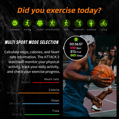 LOKMAT ATTACK 3 Sports Smartwatch - Bluetooth Calling, Heart Rate, Multi-Sport Modes