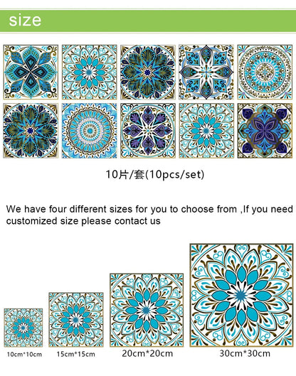 10 Piece Set Of Datura Mosaic Small Flower Imitation Ceramic Tile Wall Sticker - Shello's Creative Boutique