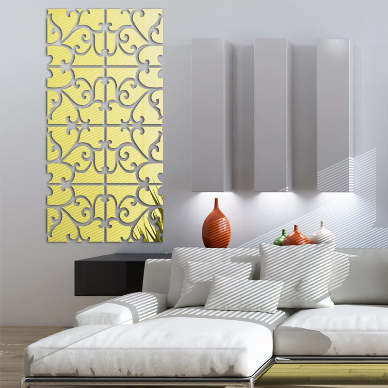 3D Wall stickers decorative living home modern acrylic large mirror still life surface fashion diy wall sticker eprolo