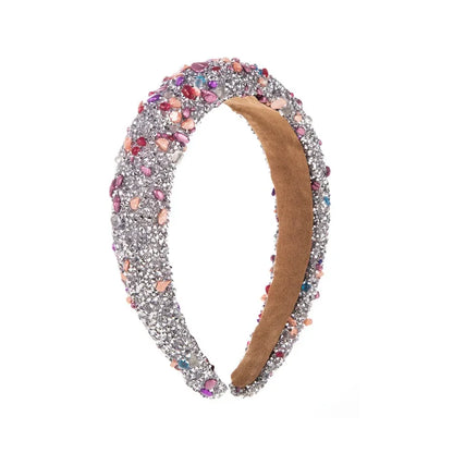 Exaggerated Baroque Colorful Crystal Candy Sponge Wide Edge Hair Hoop Headband - Shello's Creative Boutique