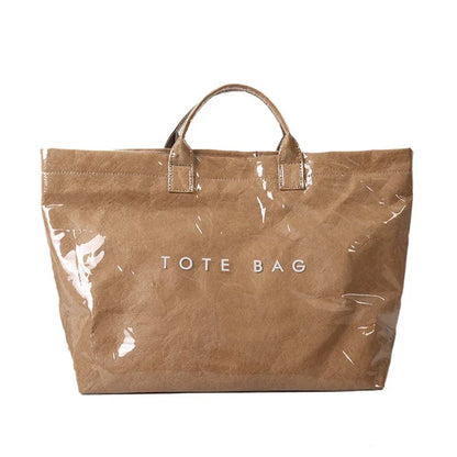 Fashionable Retro Dupont Paper Bag Women's Large Capacity Kraft Paper Handbag Shopping Bag Trendy - Shello's Creative Boutique