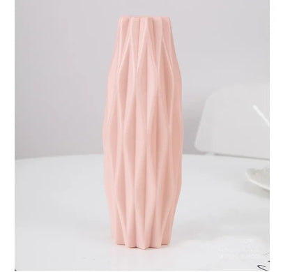 Flower Vase Decoration – White Imitation Ceramic Plastic Vase for Home & Nordic Decor - Shello's Creative Boutique