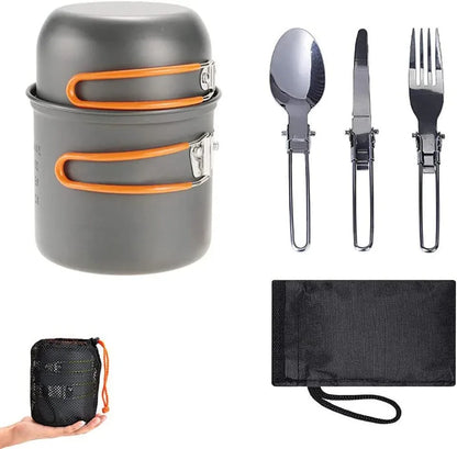 Portable Hard Aluminum Oxide Outdoor Cookware Set Convenient Three-Piece Combination Set Of Pots And Pans - Shello's Creative Boutique