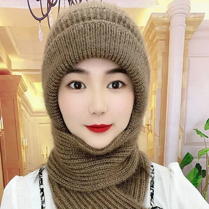 Hats Women's Autumn And Winter Hats Scarves One Piece Squirrel Fur Snow Hats Plush Wool Hats Plush Ear Protection Knitted Hats - Shello's Creative Boutique