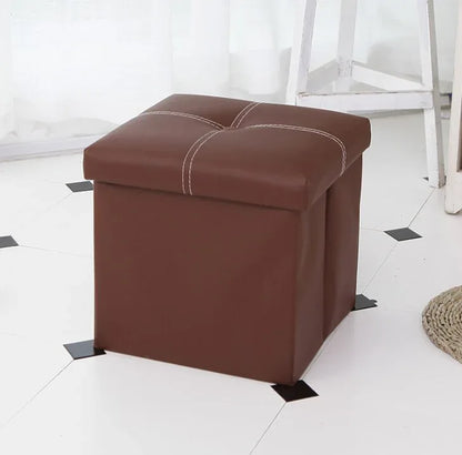 12 inch Non-slip Foldable Ottoman Storage Stool Leather Footstool Storage Box Small Sofa Chair Bench Box Home Organizers Box - Shello's Creative Boutique