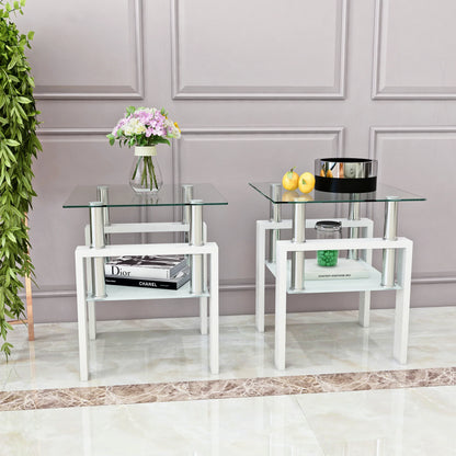 Set of 2 Modern Tempered Glass Tea Tables – Sleek Elegance for Your Living Space - Shello's Creative Boutique