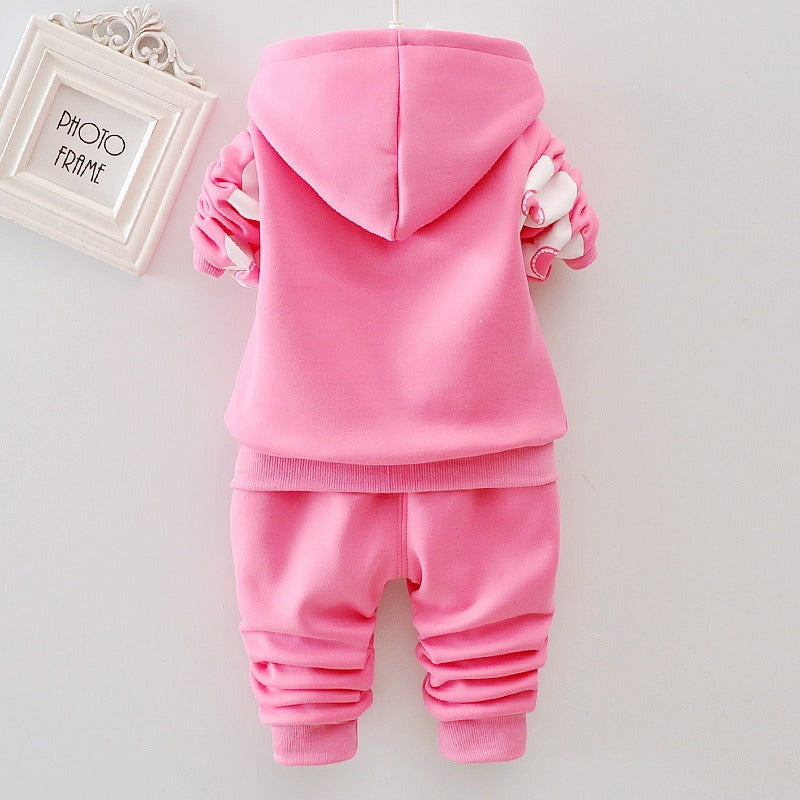 Plush set for girls' outdoor wear three flower early winter clothing two-piece set for children's autumn clothing Shello Creative Boutique