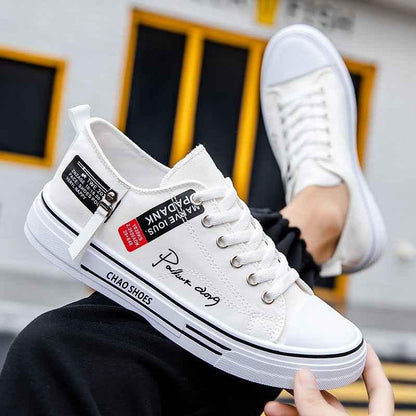 Breathable men's canvas shoes, Hong Kong style men's shoes, casual cloth shoes, trendy, lightweight, low top board shoes - Shello's Creative Boutique