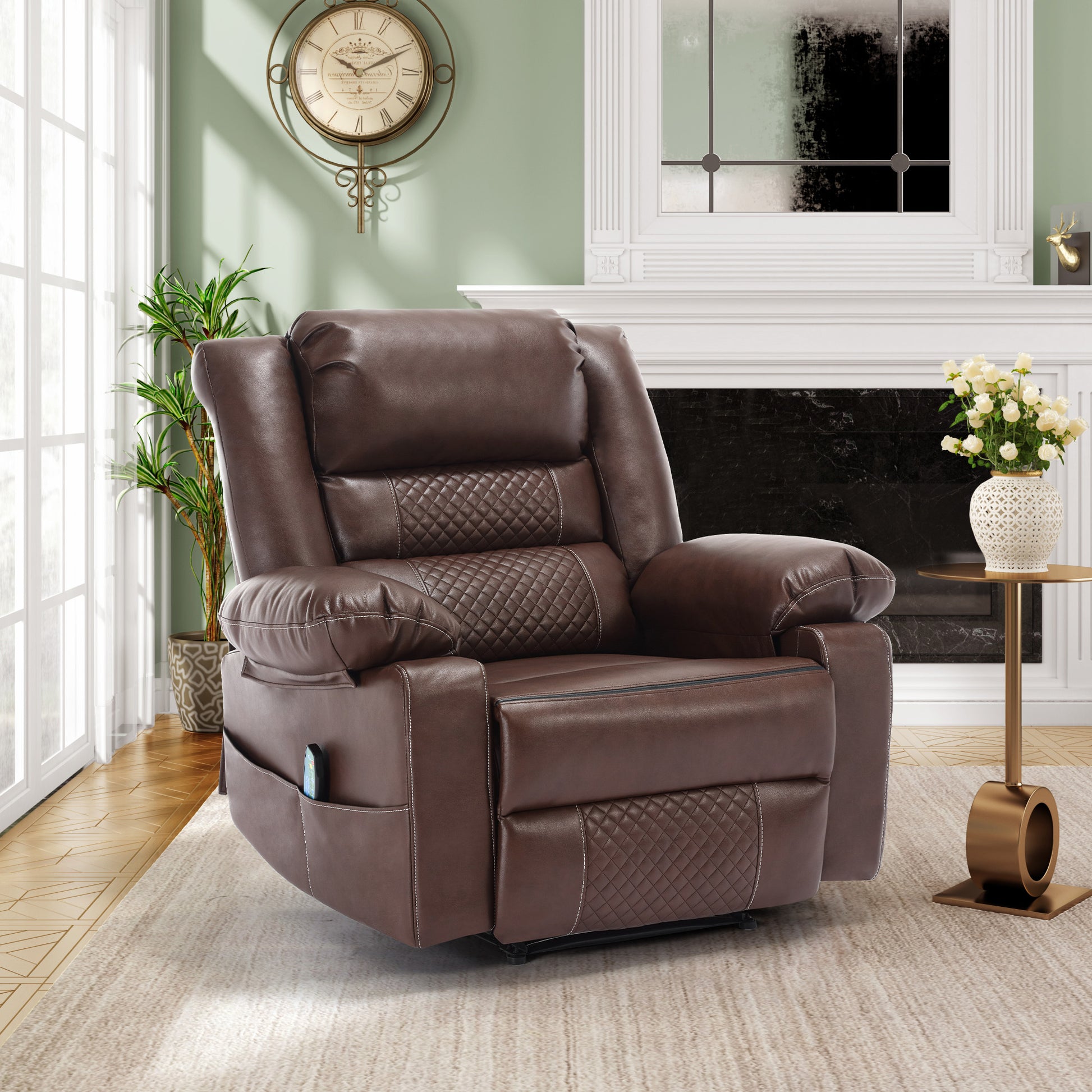Breathable Leather Massage Recliner Chair Manual Living Room Reclining Sofa eprolo