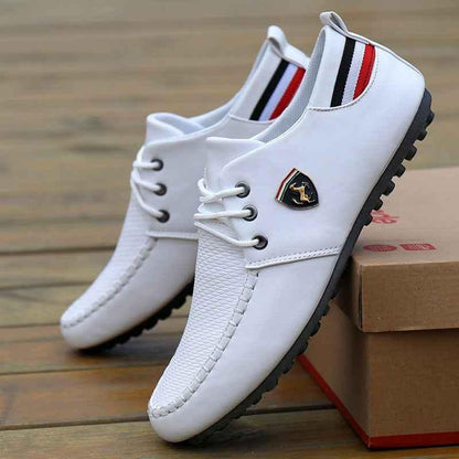 Spring and Autumn Men's Casual Leather Shoes - Trendy White Small Leather Footwear - Shello's Creative Boutique