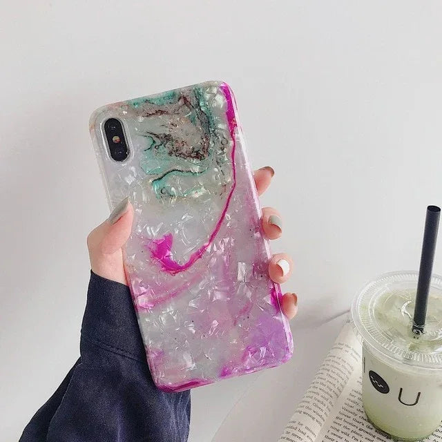 Glitter Marble Case For iphone 7 XR XS MAX Case Soft TPU Back Cover For iphone 6 6S 7 8 Plus iphone X XR Case Cover Phone Case - Shello's Creative Boutique