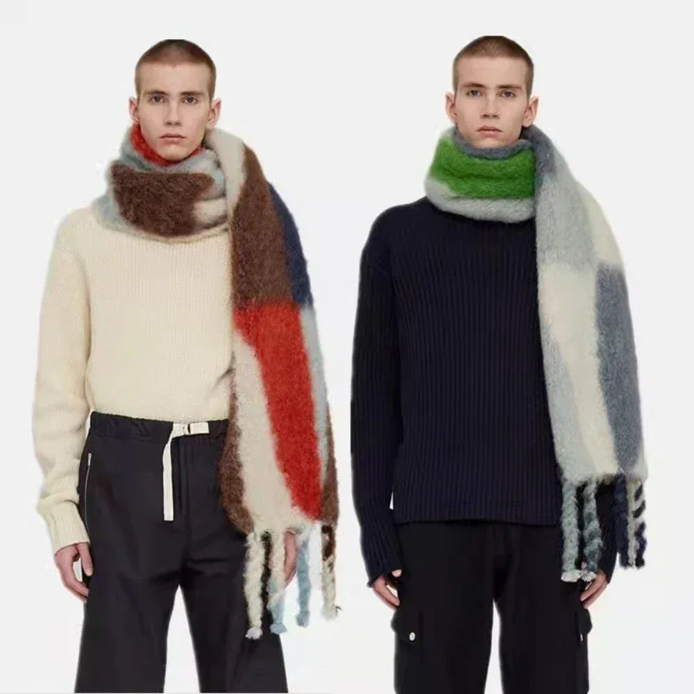 Scarf Women Men Winter Blanket Shawl Wraps Warm Mohair Scarves Geometry Print Cashmere - Shello's Creative Boutique