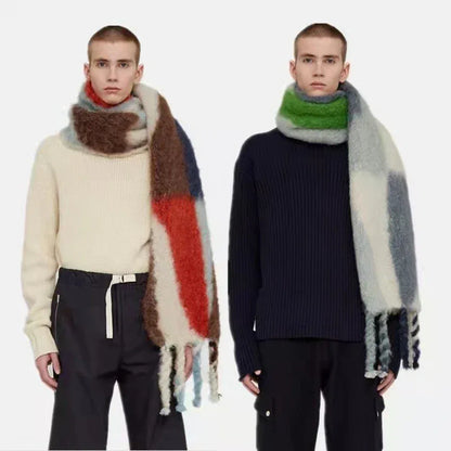 Scarf Women Men Winter Blanket Shawl Wraps Warm Mohair Scarves Geometry Print Cashmere - Shello's Creative Boutique