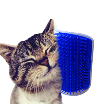 Cat Self-Grooming Brush with Catnip - Wall-Mounted Massage & Shedding Tool