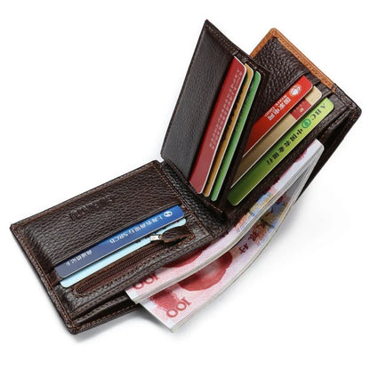 GUBINTU Genuine Leather Men Wallets Coin Pocket Zipper Real Men's Leather Wallet with Coin High Quality Male Purse cartera - Shello's Creative Boutique