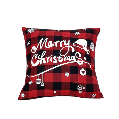 Christmas Red Linen Checkered Pillow Cover - Festive Cushion Cover - Shello's Creative Boutique