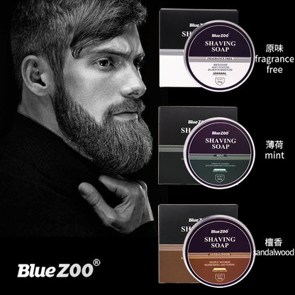 BlueZOO Men's Facial Shave Beard Shaving Foaming Soap Sandalwood Scented Mint eprolo