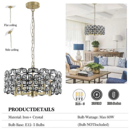 Modern Crystal Chandelier for Living Room – Luxury Round Crystal Lamp for Home Décor Light Fixture - Shello's Creative Boutique