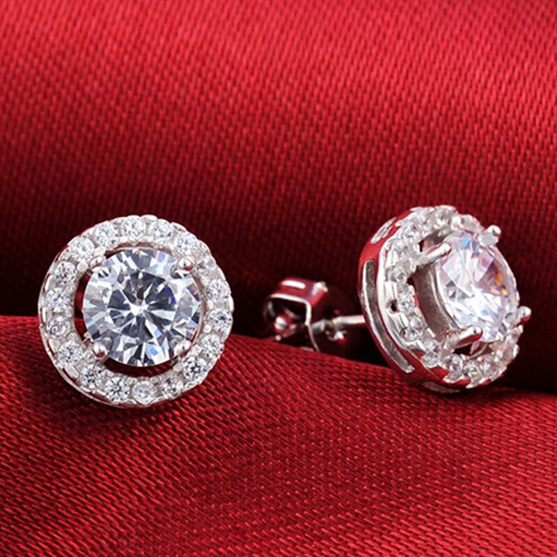 Fashion Luxury 925 Sterling Silver 6mm Small Zircon Stud Earing Earrings for women christmas gift korean jewelry E232 Shello Creative Boutique