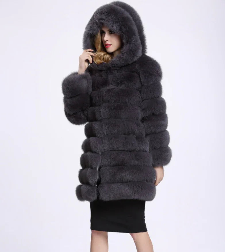 Hoodie plush faux fur coat women fur winter woman coat Plus size thick long warm coat outerwear overcoat - Shello's Creative Boutique