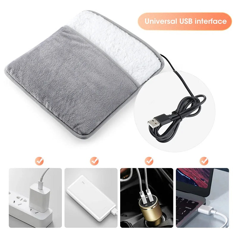 Winter Electric Foot Heating Pad USB Charging Soft Plush Washable Foot Warmer Heater Improve Sleeping Household Foot Warming Mat eprolo