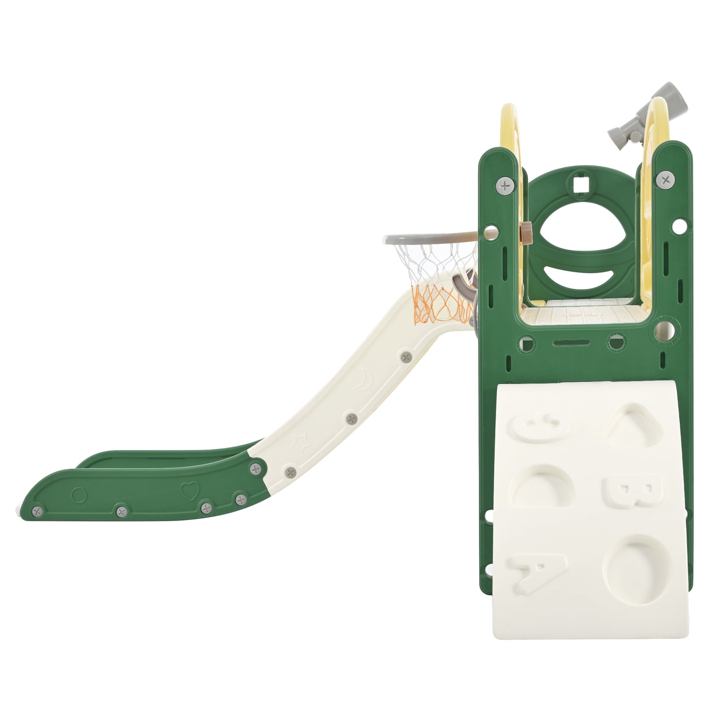 Kids Slide Playset Structure 7 in 1, Freestanding Spaceship Set with Slide, Arch Tunnel Yellow + HDPE eprolo