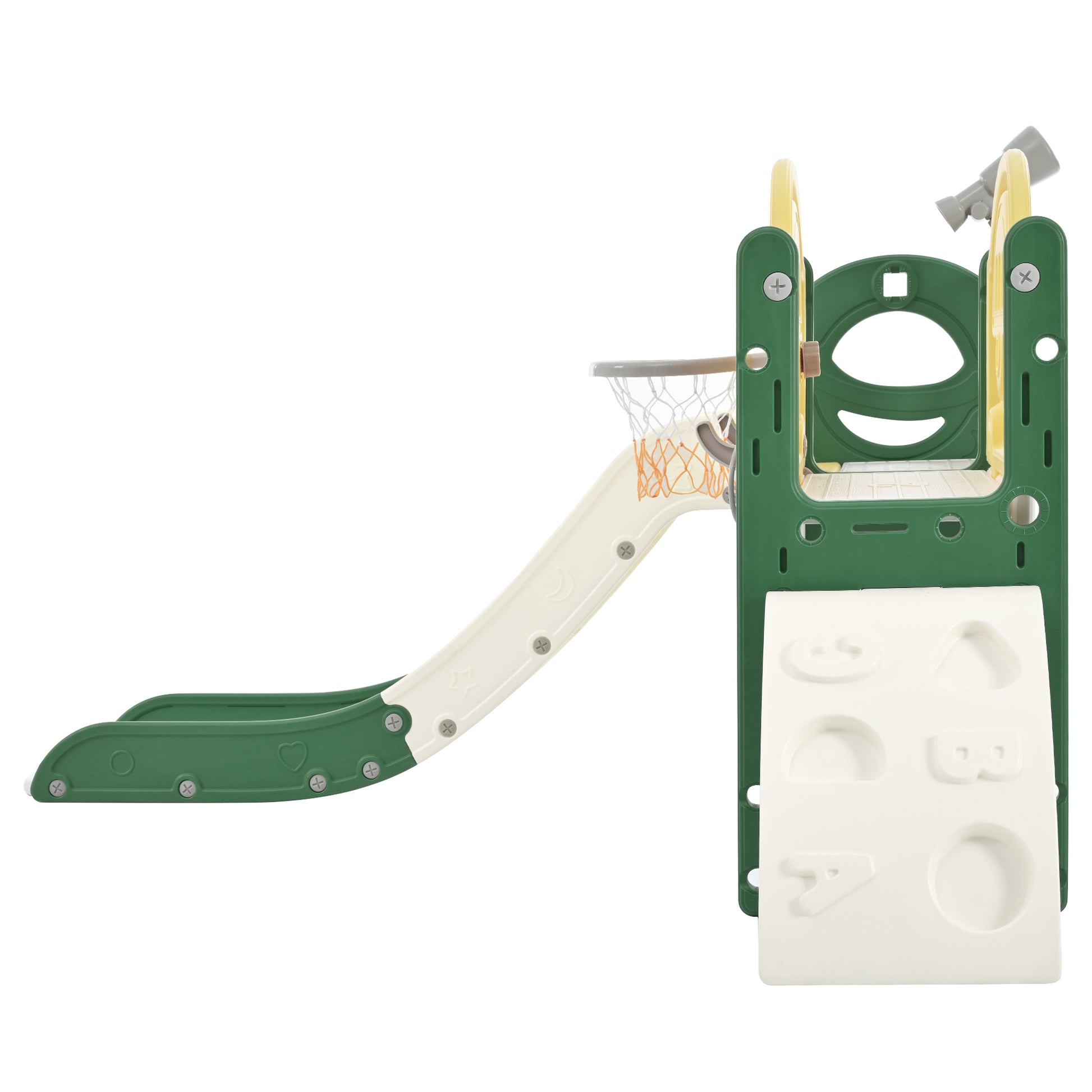 Kids Slide Playset Structure 7 in 1, Freestanding Spaceship Set with Slide, Arch Tunnel Yellow + HDPE eprolo