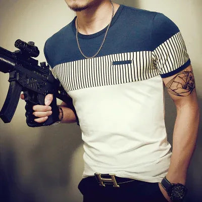 Men's Casual Patchwork Short Sleeve T-Shirt - Shello's Creative Boutique