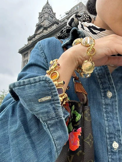 Brass Statement Chunky Colorful Retro Beads Bracelet Women Jewelry - Shello's Creative Boutique